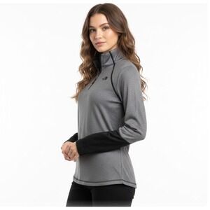 The North Face Interlock 1/4 Zip Pullover Jacket Women's Large Gray Black